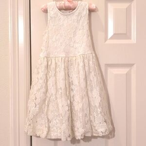 Ruby & Bloom Kids Girls White Dress With Gold Glitter Flower Lace Size 5T
